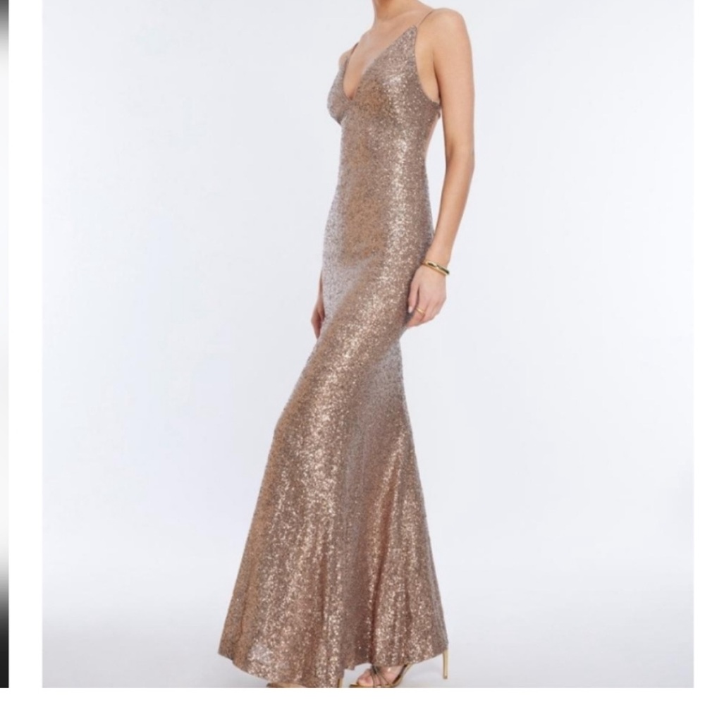 BCBG Max Azria Elegant Copper Sequin Gown Size 10 Brand New With Tags